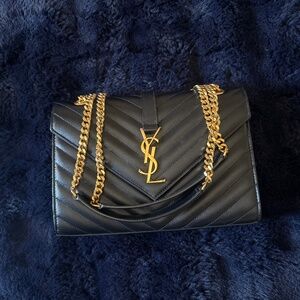 Saint Laurent Classic Monogram Envelope Satchel Matelasse Chevron Leather